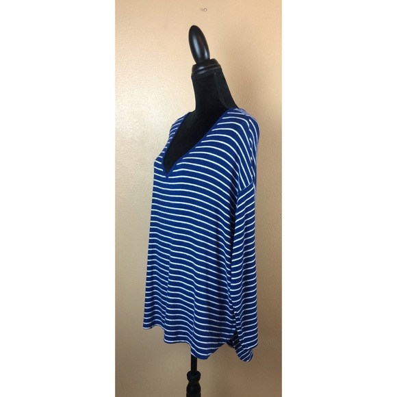 Striped Long Sleeve V Neck Knit Top - Picture 3 of 7